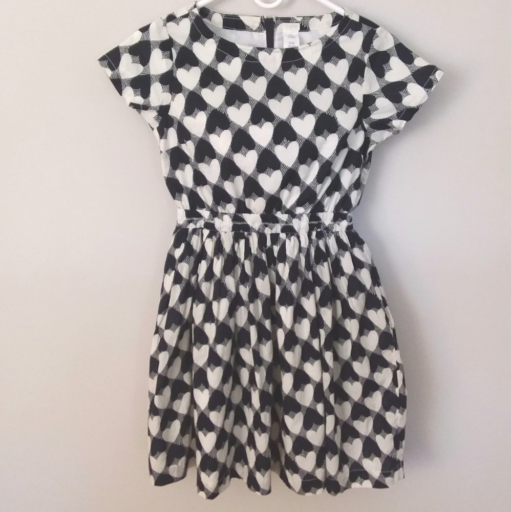 4/$20 Crew Cuts Black and White Heart Dress Fit & Flare